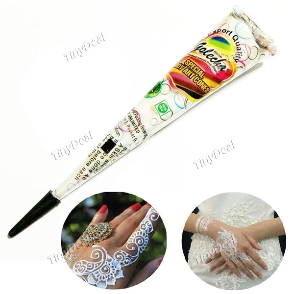 Temporary Indian Henna Tattoo Paste Cone for Body Art Drawing Painting with Free Henna Stencil Set