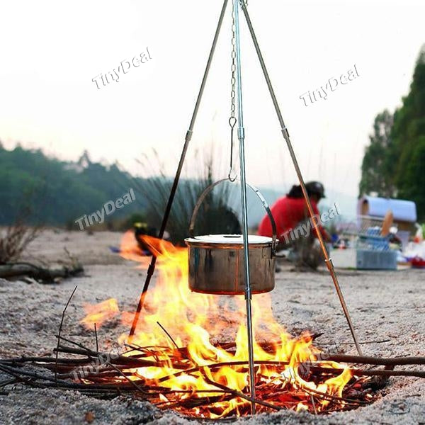 Portable Outdoor Camping Picnic BBQ Cooking Tripod Pot Hanging Grill Stand Holder
