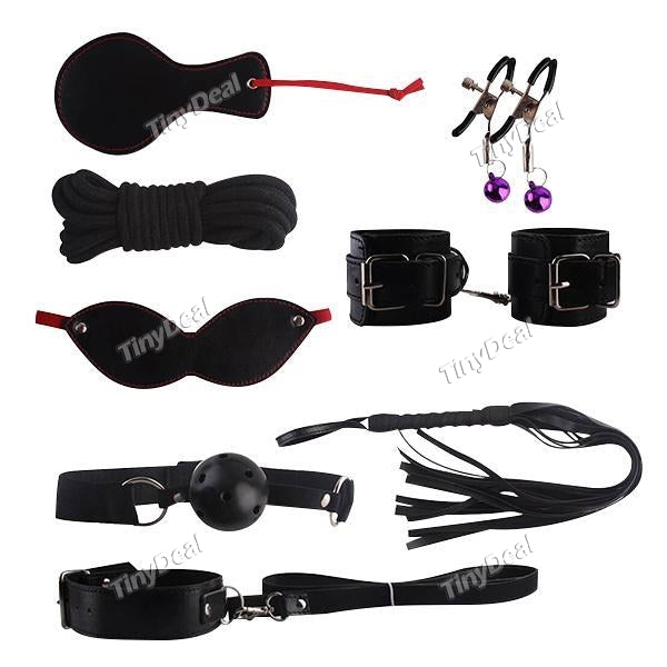 Sex Bondage Set 8pcs Under Bed Bondage Kit Restraints Sex Toy Handcuffs Whip Fetish Couple Collar Ball