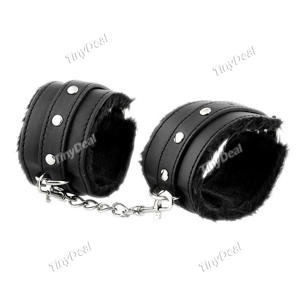 Adjustable PU Leather Fur Handcuffs Ankle Bracelets Restraint Wrist Furry Cuffs Sex Toys For Couple Adult Games