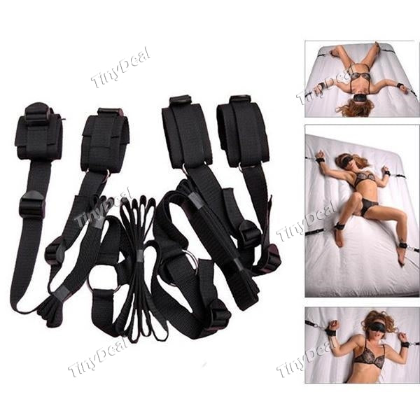 Under The Bed Restraint System Adult Bondage Straps Cuffs Kit Hand Cuffs Ankle Bed with Adjustable Straps