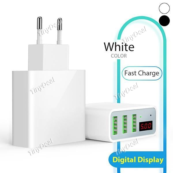 3-Port USB Phone Charger Smart LED Display Travel Power Adapter Charger Fast Charger for iPhone iPad Samsung
