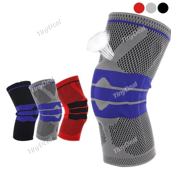 Spring Brace Silicone Knee Pad Basketball Knitted Compression Knee Sleeve Support Sports Breathable Sock Knee