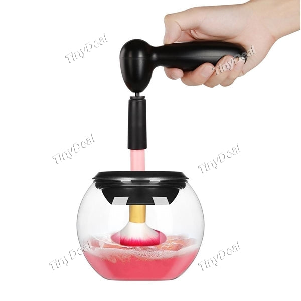 Electric Automatic Makeup Brush Cleaner & Dryer Tool Scrubber with Right Angle Handle--Black