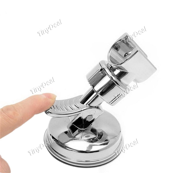 Bathroom Chrome Shower Head Holder 360° Rotatable Wall Mount with Strong Suction Cup Suitable Most of Shower Head
