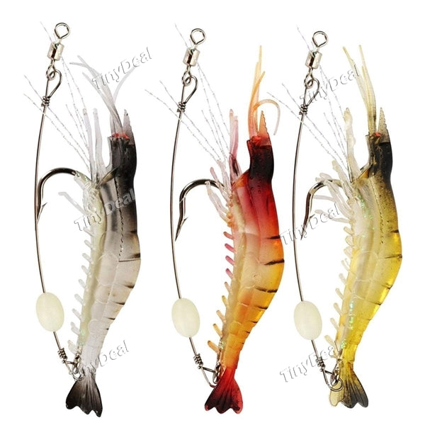 Artificial Silicone Soft Bait Set Luminous Shrimp Fishing Lure with Hook Fishing Tackle