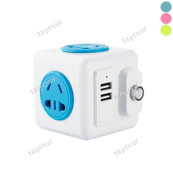 EU Plug Magic Cube Shaped Mini Wall Socket Dual USB Ports Wall Plug Outlets Power Cube Socket