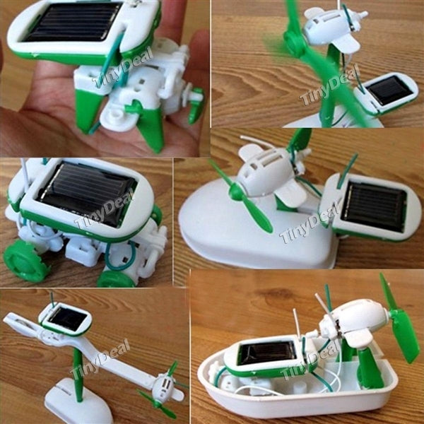 6 in 1 Solar DIY Educational Kit Toys Boat Fan Car Robot Windmill Puppy Smart Toy