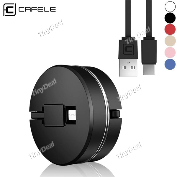 Cafel 1M USB Type C Cable Retractable USB C Cable Flexible Fast Data Transmission and Charging USB Type-C Cable f/ USB C Devices