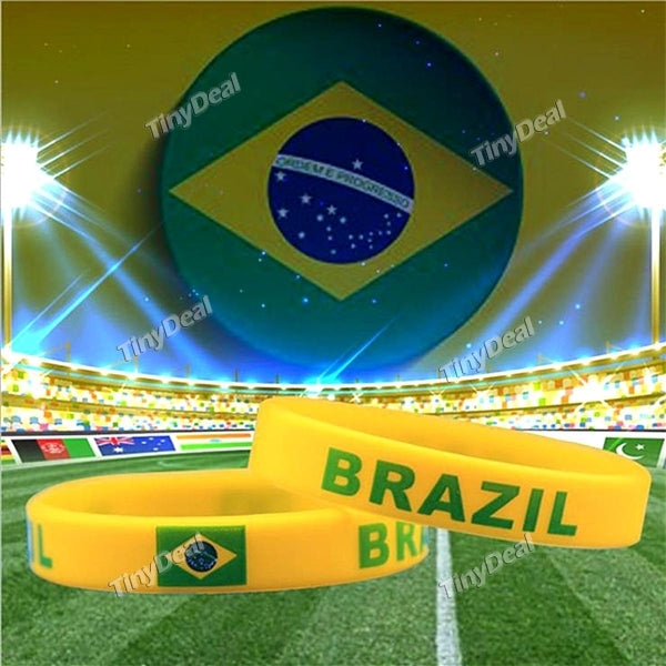 2018 World Cup Country World Cup Flag Logo Sport Wristband Football Fans Silicone Elastic Wrist Band Souvenir Gift