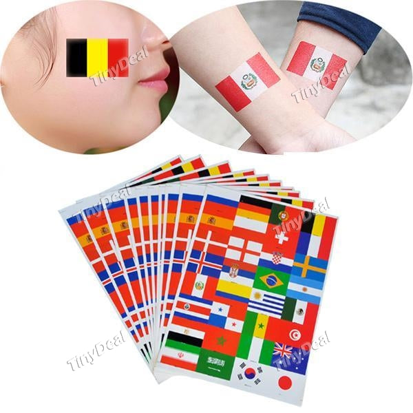 2018 Russia FIFA Football World Cup 32 Countries Flag Stickers 5cm*3.5cm Size Self-stick for Face