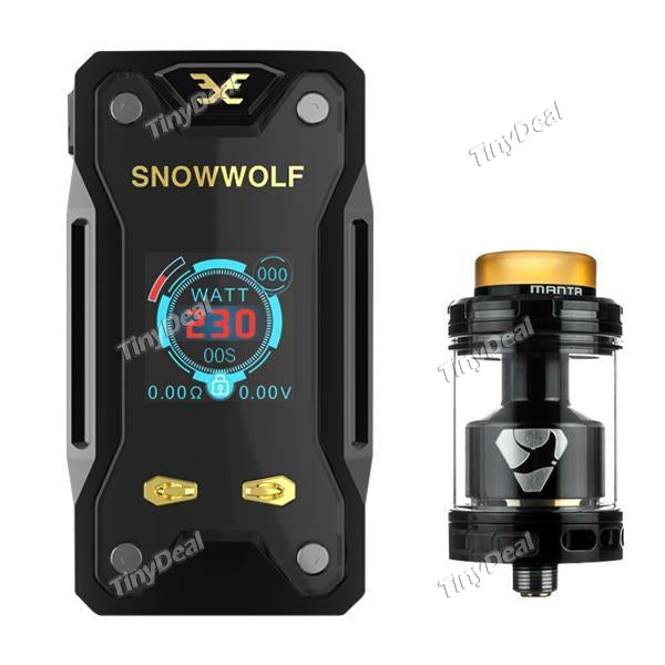 Snowwolf Xfeng 230W Box Mod & ADVKEN MANTA RTA 3ml/4.5mL Tank Atomizer Bundle Kit - Black + Matte Black