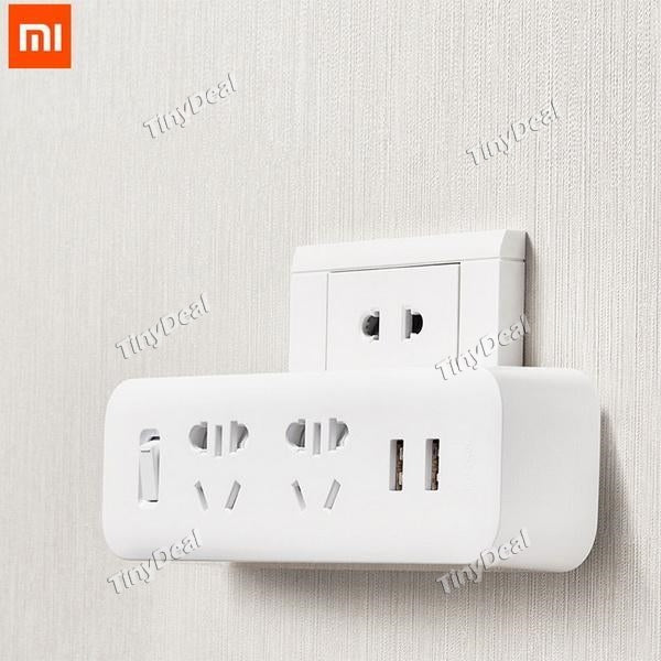 Original Xiaomi Mijia CN Plug Power Strip Converter Portable Travel Plug Adapter w/ 2 Sockets 2 USB Fast Charging Ports 5V 2.1A