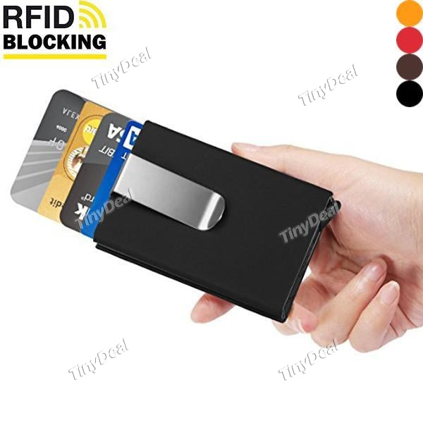 Mens Pocket wallet RFID Blocking Business Card Holder Aluminum Automatic Pop-up Card Case Men Slim Mini Wallet