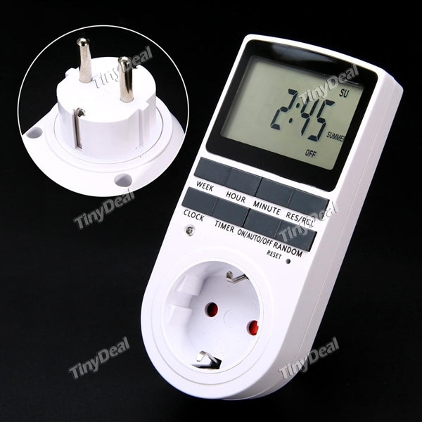 Portable Plug-in Digital Timer with LCD Display for Indoor Appliance Lights TV PC Fans