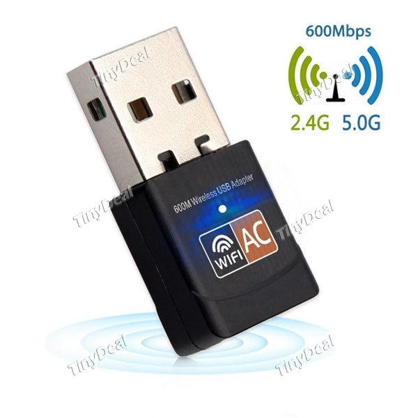 600Mbps USB WiFi Adapter 2.4GHz(150Mbps)+5GHz(433Mbps) Mini Wireless Network Adapter for Win XP/7/8/10 Mac OS