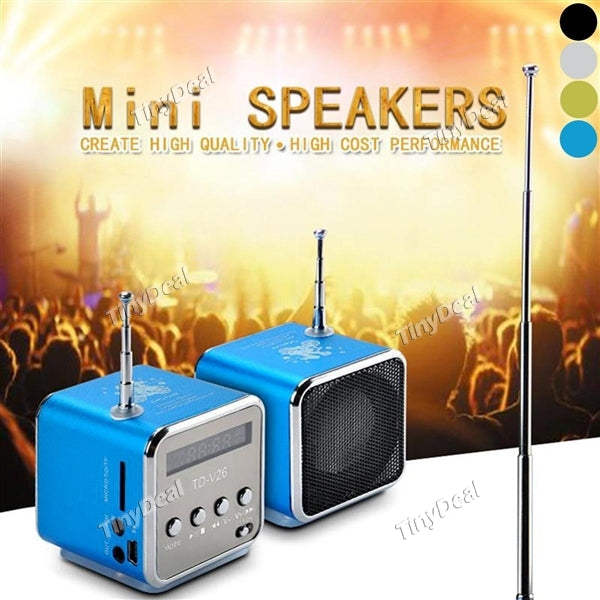 TD V26 Portable Mini Digital Speaker Micro SD/TF/USB Music Player FM Radio