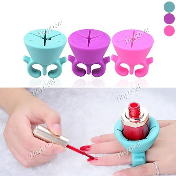 Hexagonal Nail Polish Holder Wearable Silicone Nail Polish Bottle Bracket Set For Nail Art