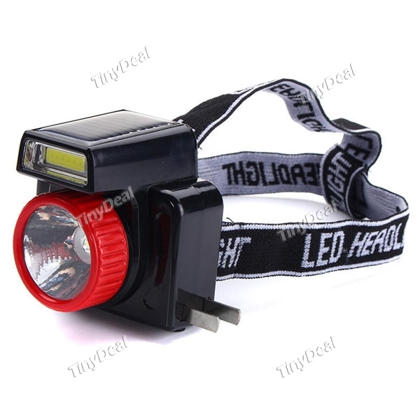 Solar Power COB LED Headlamp Flashlight Fishing Camping Lamp Travel Torch ABS White Light Headband Outdoors