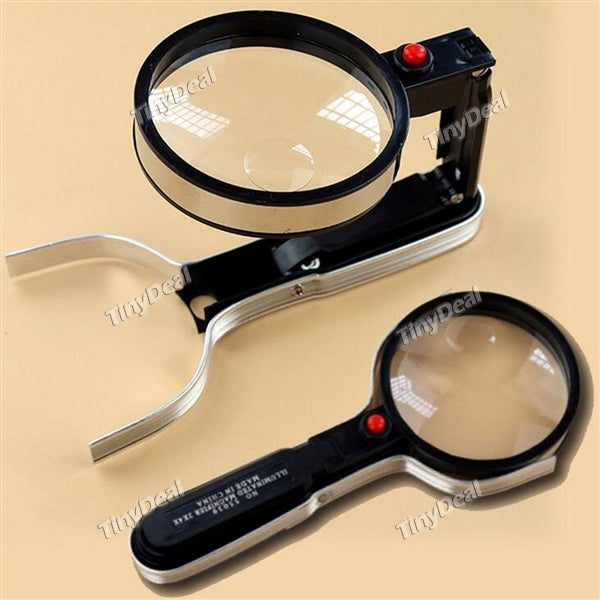 2X 4X HD Double Desktop Magnifier Folding Standing Magnifying Mirror with Bright LEDs Light for Reading Watch Repair