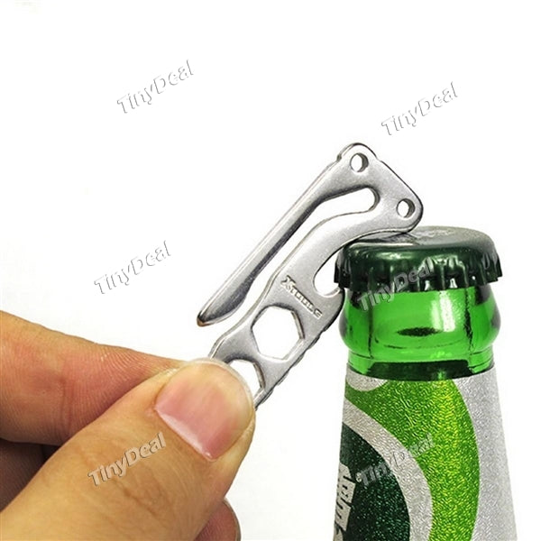 Multifunctional Portable Mini EDC Gear Pocket Suspension Clip Stainless Steel Key Ring Bottle Opener Hex Wrench
