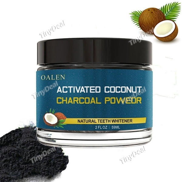 Coconut Activated Carbon Teeth Whitening Organic Natural Bamboo Charcoal Teeth Powder + One Toothbrush Best for Travel Use
