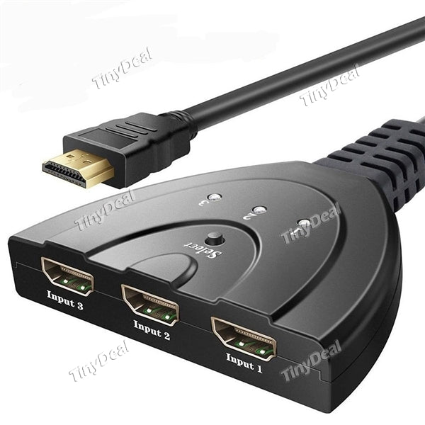 HDMI Switch 3 Port 4K HDMI Switch 3 in 1 out with High Speed Switch Splitter Pigtail Cable Supports Full HD 4K 1080P 3D Player