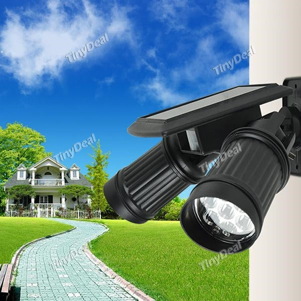 PIR Motion Sensor Light LED Solar Powered Lamp Rotatable Double Dural Heads Security Wall Lamp for Outdoor Garden