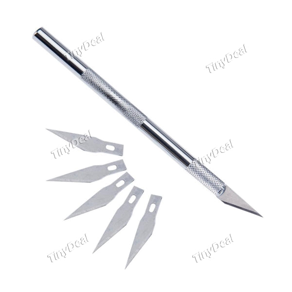 Non-Slip Metal Scalpel Knife Tools Kit Cutter Engraving Craft Knives + 6 pcs Blades