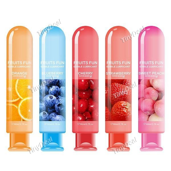 80 ML Water Based Non Toxic Lubricant Sexual Anal Oral Gel Sex Lube Edible Fruit Tastes for Couple Adult Masturbation