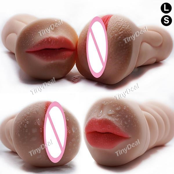 Double Hole Channel Artificial Vagina Male Masturbator Real Pussy Portable Pussy 3D Oral Sex Toy for Men Deep Throat with Tongue