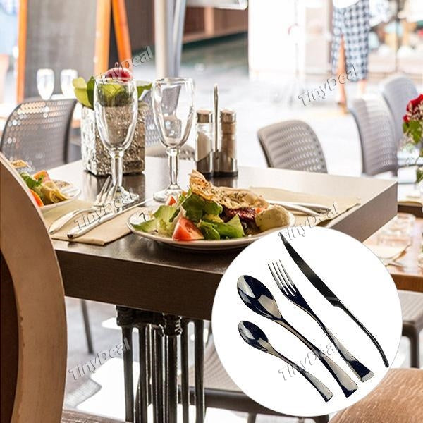 4Pcs Set Black Cutlery Set Stainless Steel Western Food Tableware Sets Fork Steak Knife Dinnerware Set