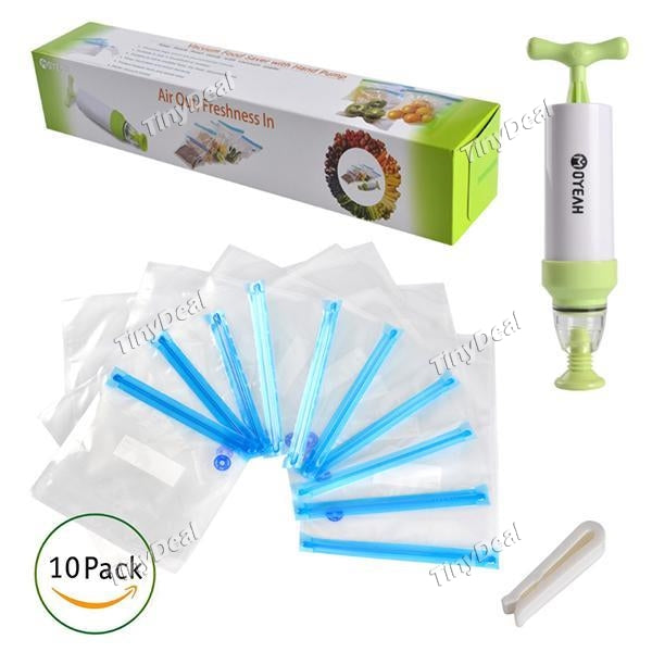 Vacuum Sealer with Hand Pump, Vacuum System Keep Food Saver Longer-Storage Bags Sealed Reusable Practical