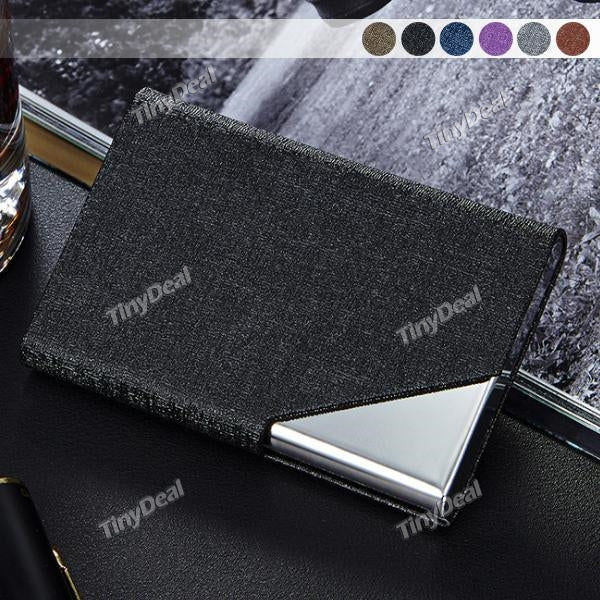 Business Name Card Holder Luxury PU Leather Stainless Steel Multi Card Case Business Name Card Holder Wallet Credit Card ID Case