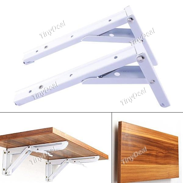 10 inch Length Metal Spring Loaded Triangle Folding Shelf Bracket Support with 8 Screws