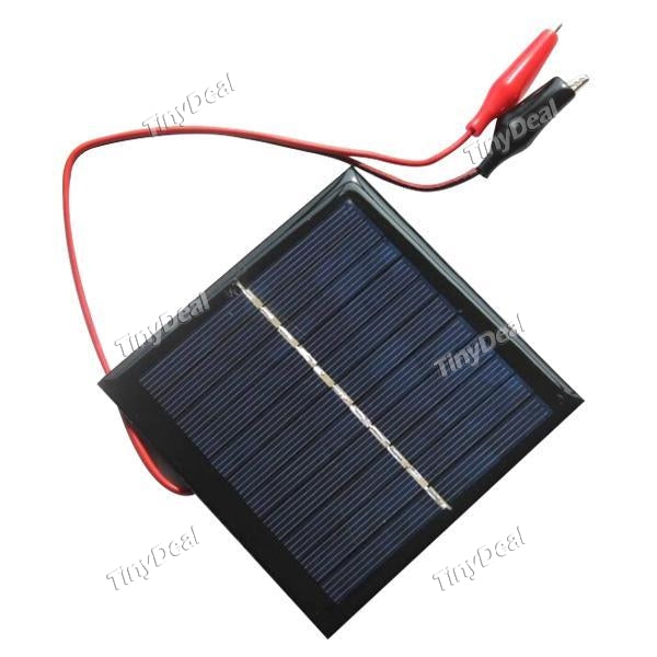 1W 5.5V Polysilicon Plate Solar Panel Charging Board DIY Drop Rubber Sheet Tiger Clip Solar Battery