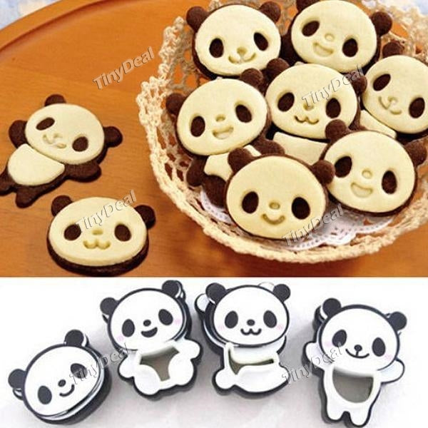 Kitchen Ware Cartoon Panda Cookies Cutter Stamp Biscuit Mould Set Baking Tools 4pcs/set Bakeware Mold