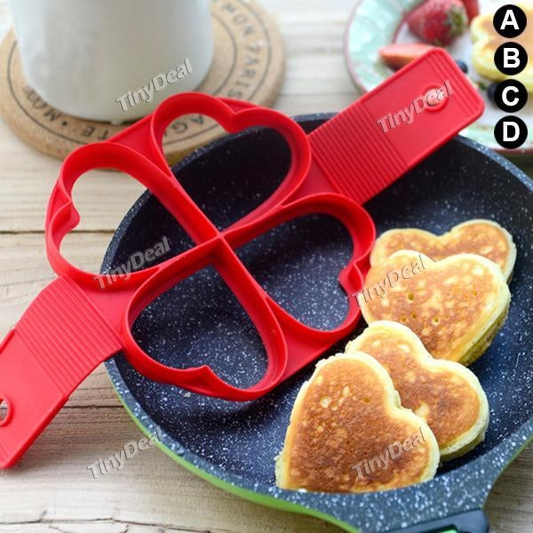 Nonstick Pancake Egg Ring Maker Silicone Kitchen Pancake Mold Egg Cooking Tool with 4 Holes
