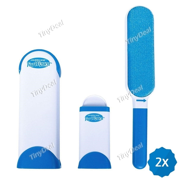 2pcs Fur Wizard Pet Fur & Lint Remover with Self-Cleaning Base - Double-Sided Brush Removes Hair from Clothes & Furniture