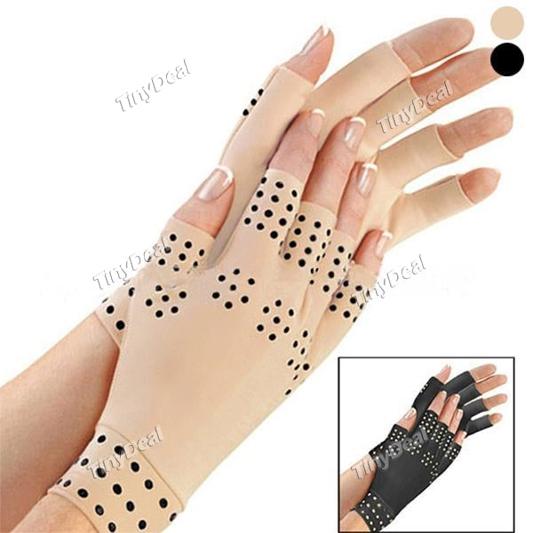 Magnetic Therapy Gloves Compression Arthritis Circulation Supports Joints Heal Fingerless Gloves