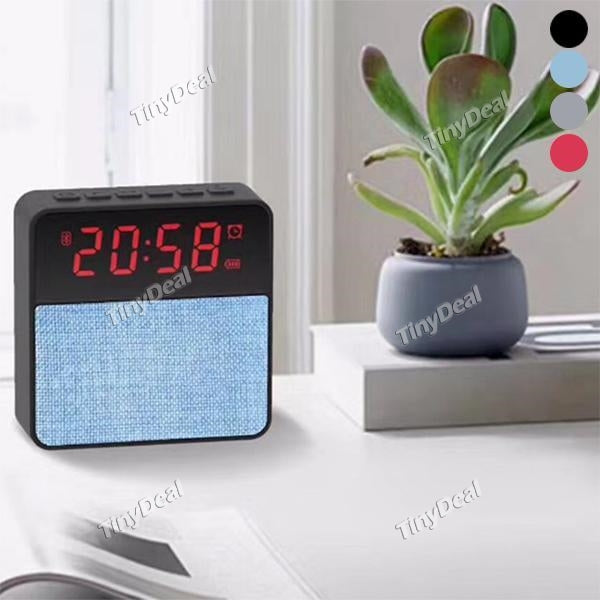 T1 Fabric Mini Speaker Portable Alarm Clock Card Bluetooth Speaker Phone Audio Wireless Desktop Subwoofer Clock Display