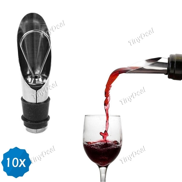 10pcs 2 in 1 Stylish Stainless Red Wine Plug Pour Stopper Bar Tools