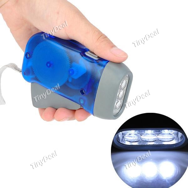 Immediate Light 3 LED Dynamo Wind Up Flashlight Torch Light Hand Press Crank NR Camping