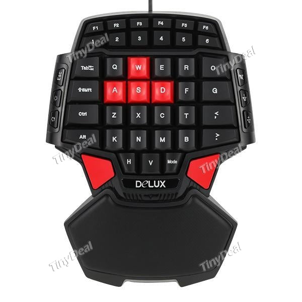 Delux T9 47-Key Professional One/Single Hand USB Wired Esport Gaming Keyboard with 3-level LED Backlit Illuminated Backlight