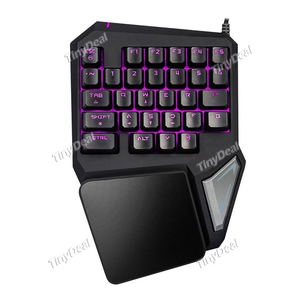 Delux Gaming Keyboard T9 Pro Wired Professional Gaming Mini Keyboard 7 Color Backlit Single Hand 30-Keys Ergonomic Keypad