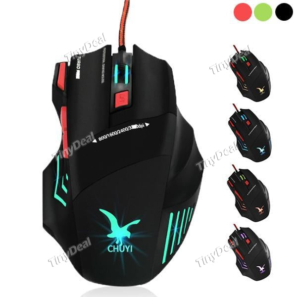 Laptop Wired Gaming Mouse Optical PC CSGO LOL Computer Mice with 7 Buttons Colorful Breathing Lights 4 Adjustable DPI Levels