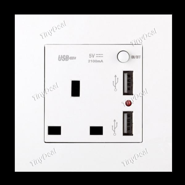 2.1A Dual USB Wall Socket Charger AC/DC Power Adapter Plug Outlet Panel w/Switch