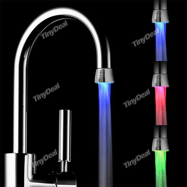 Temperature Sensor 3 Color Kitchen Water Tap Faucet RGB Glow Shower LED Light