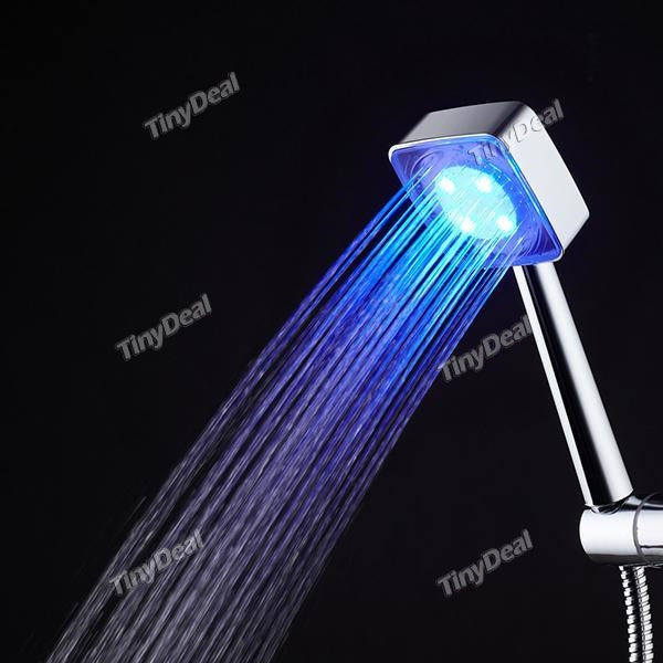 LED Shower Faucet Colorful Gradient Temperature Control 4 Colors Change Bathroom LED Shower Head Faucet