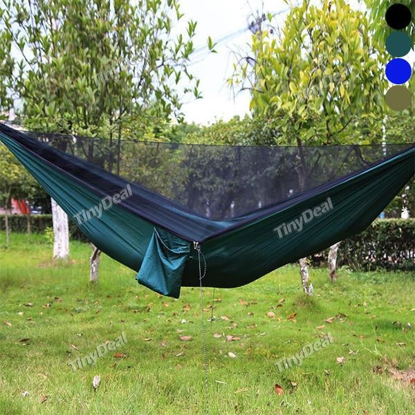 Double Hammock with Mosquito Net 661 Pounds Capacity Sturdy & Lightweight for Outdoor Backpacking Camping Trip Hiking Indoor